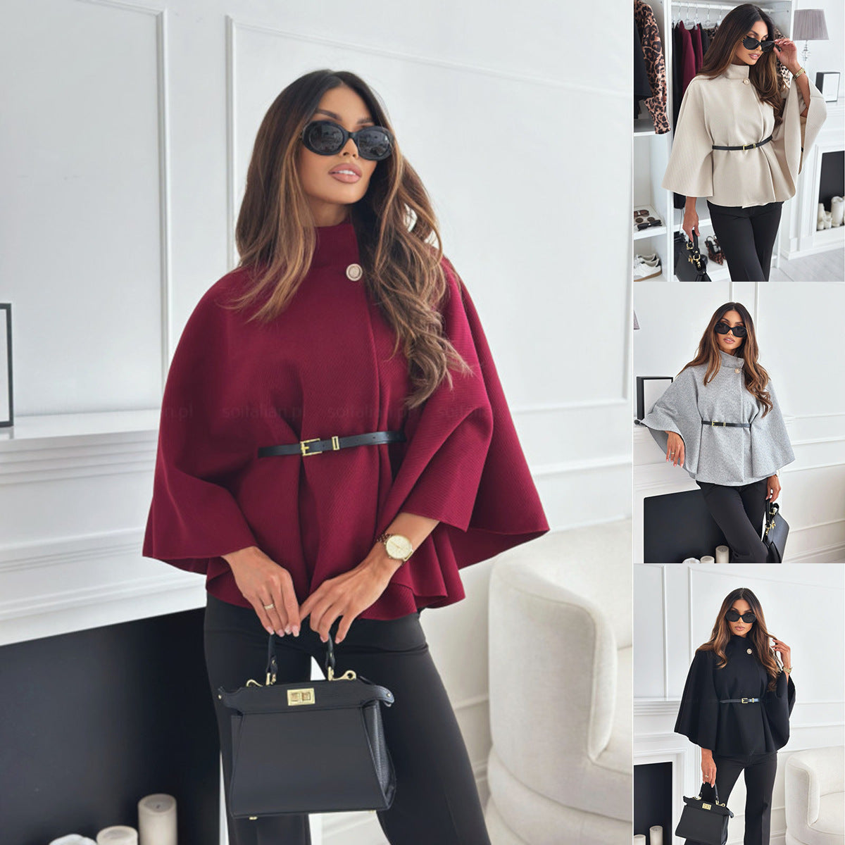 Aurora Chic™ - Cape Ceinturée en Laine