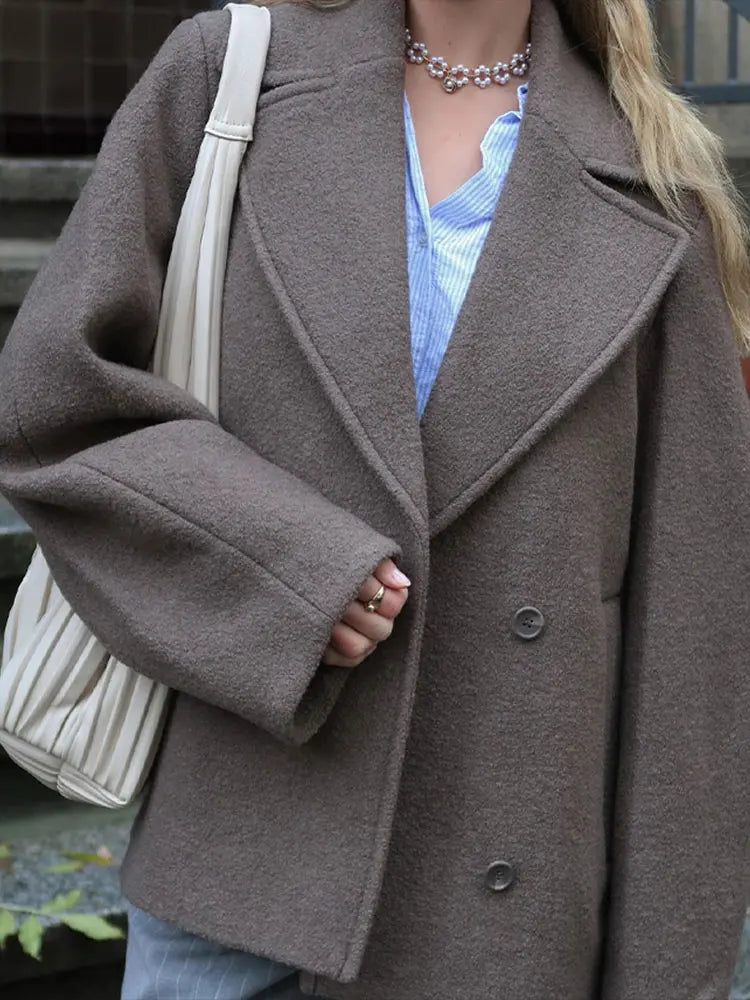 Éloïse™ - Manteau Long en Laine Chic à Col Revers