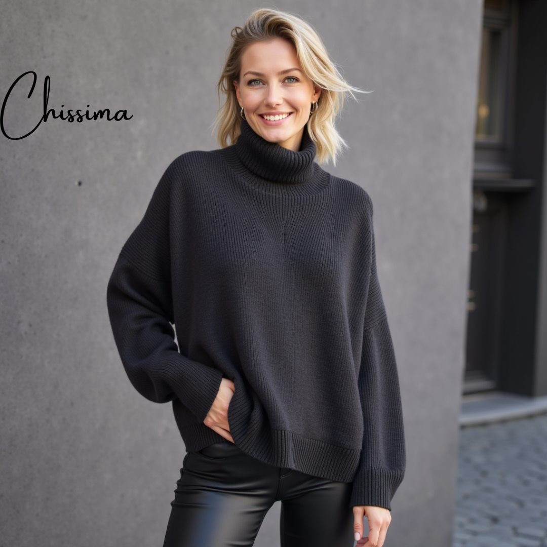 Aya Élégance™ - Pull Cachemire Col Montant
