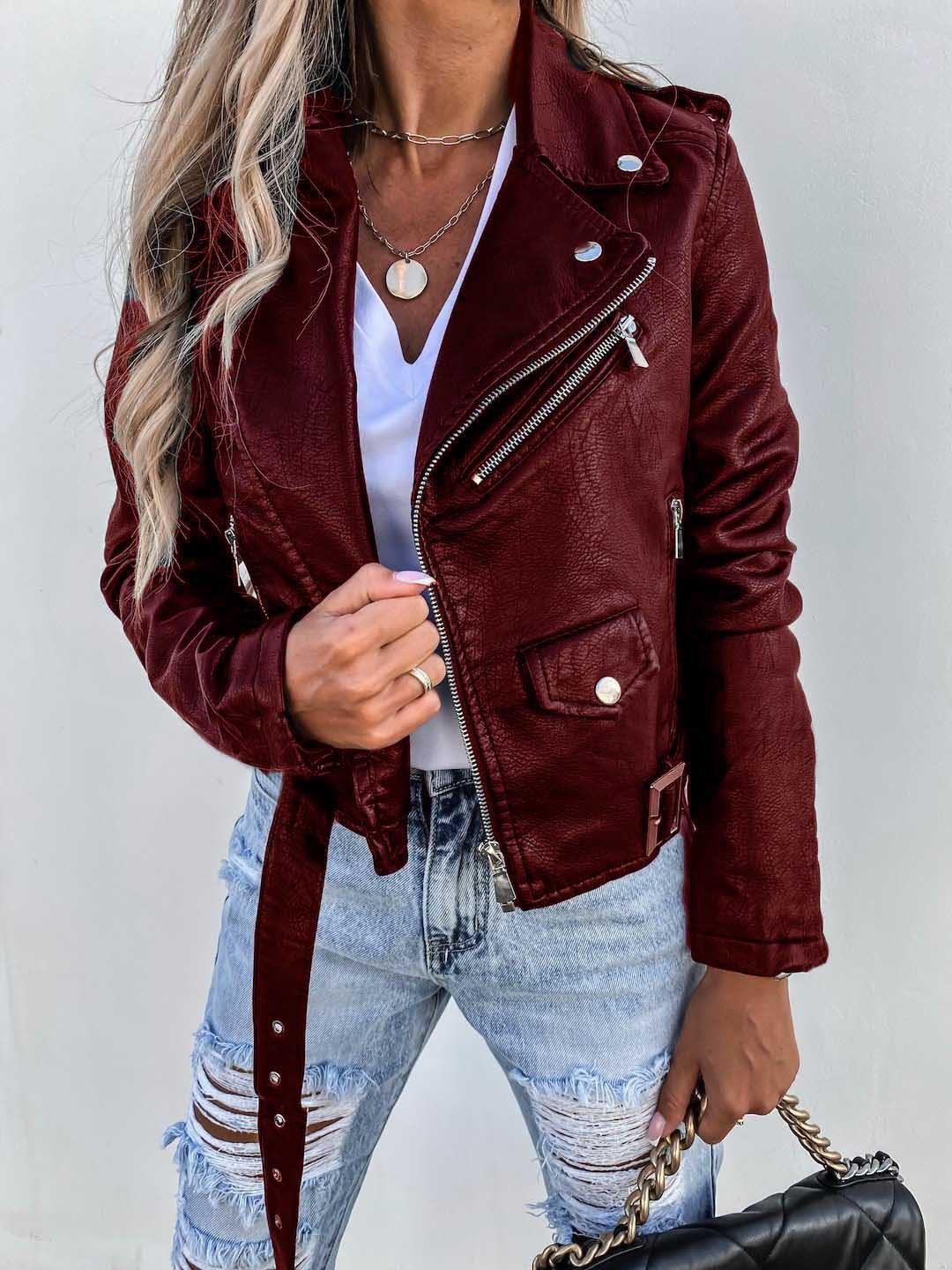 Lena Chic™ - Veste Cuir PU Zippée