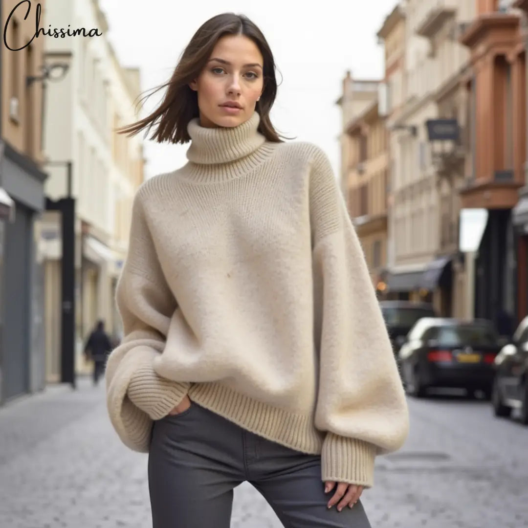 Aya Élégance™ - Pull Cachemire Col Montant