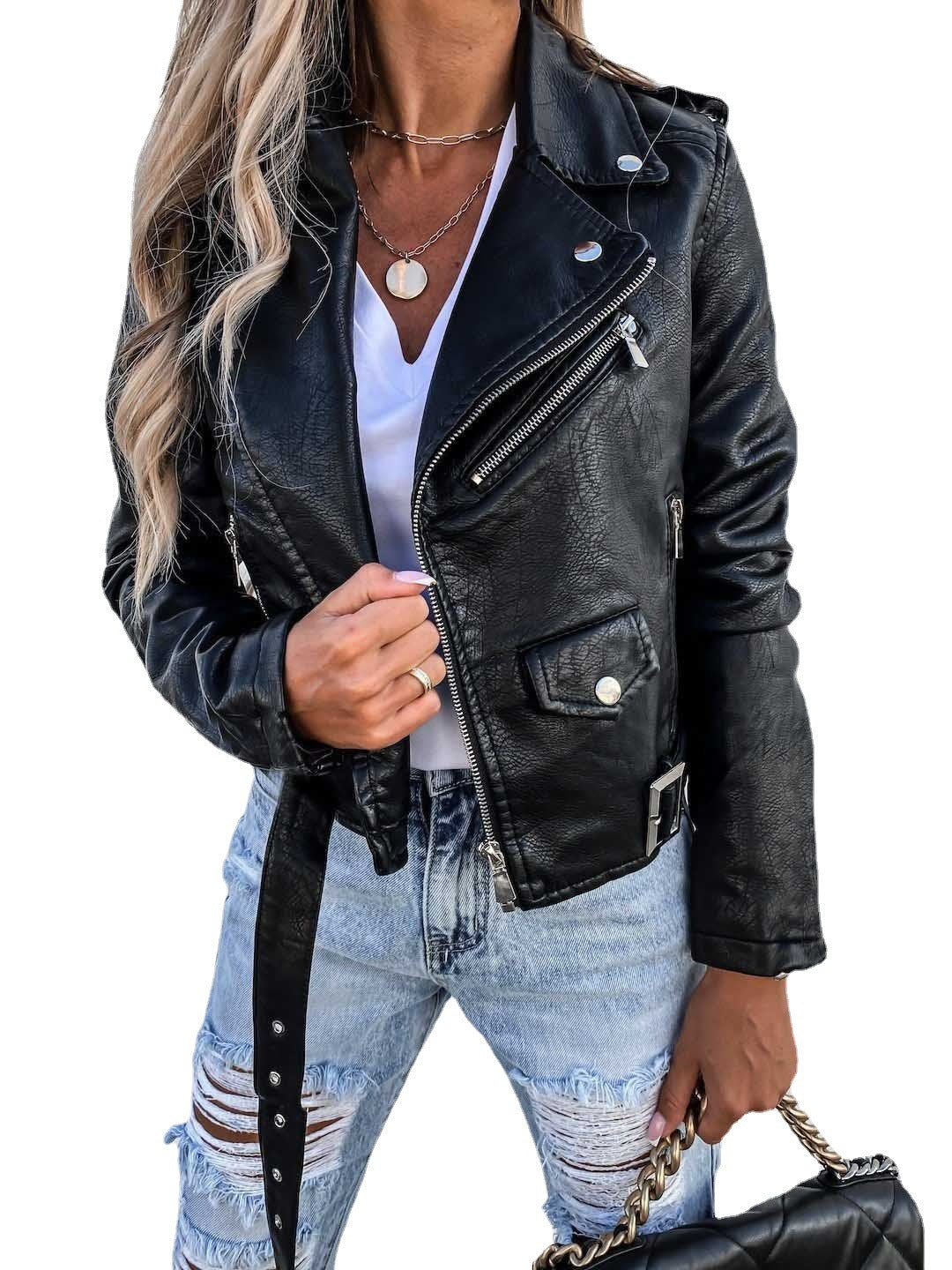 Lena Chic™ - Veste Cuir PU Zippée