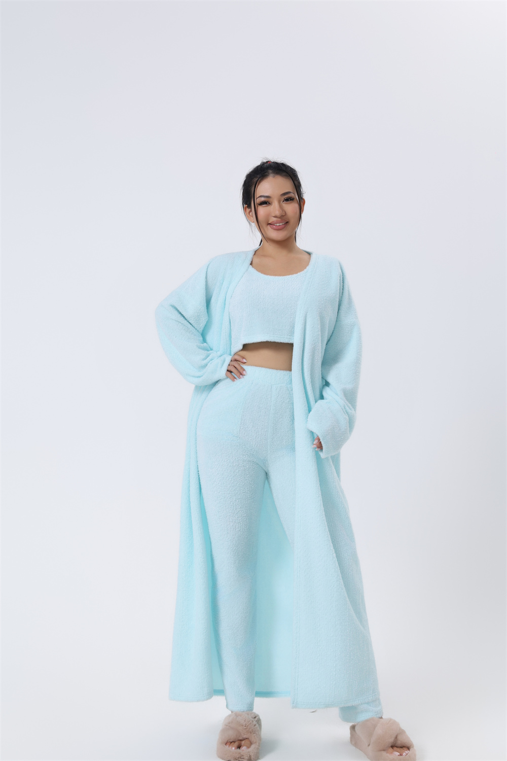 Veste courte en peluche 3 pièces