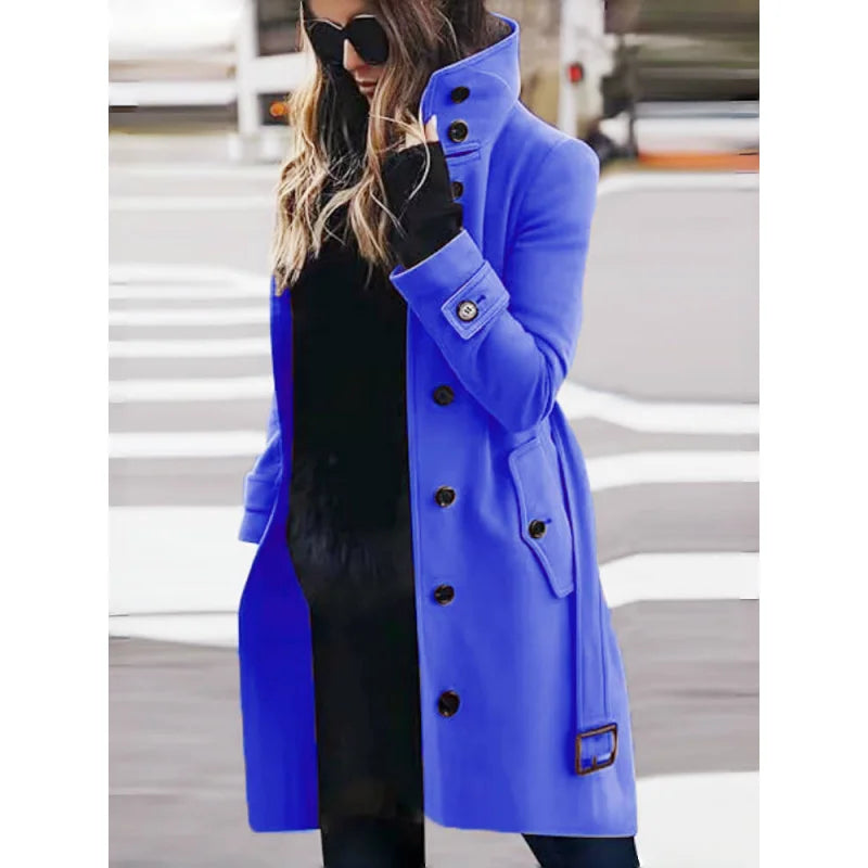 Manteau Long en Laine Mélangée