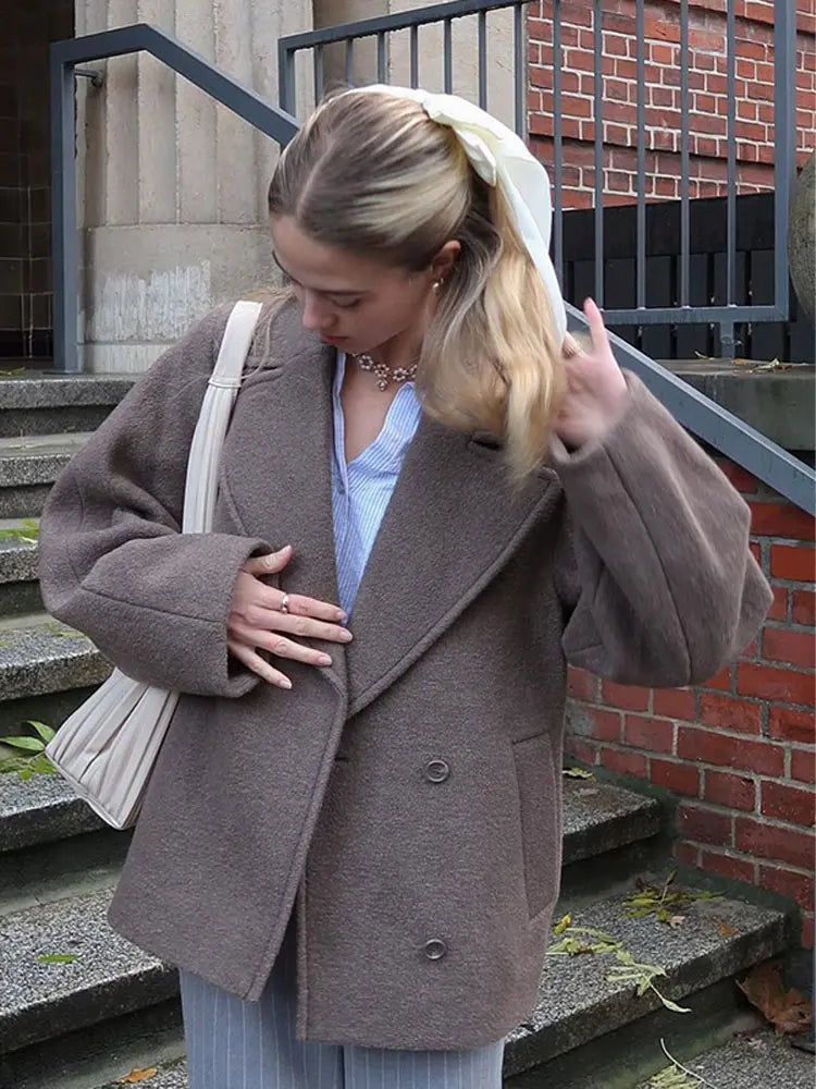 Éloïse™ - Manteau Long en Laine Chic à Col Revers