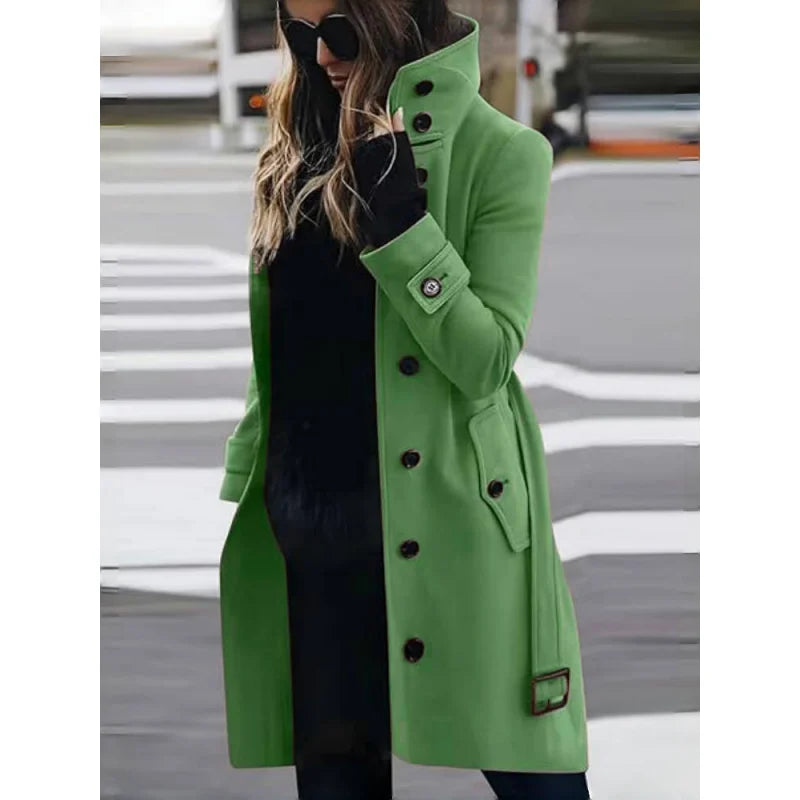Manteau Long en Laine Mélangée