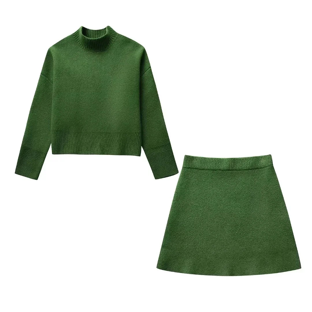 Élégance™ - Pull Côtelé et Jupe Mini