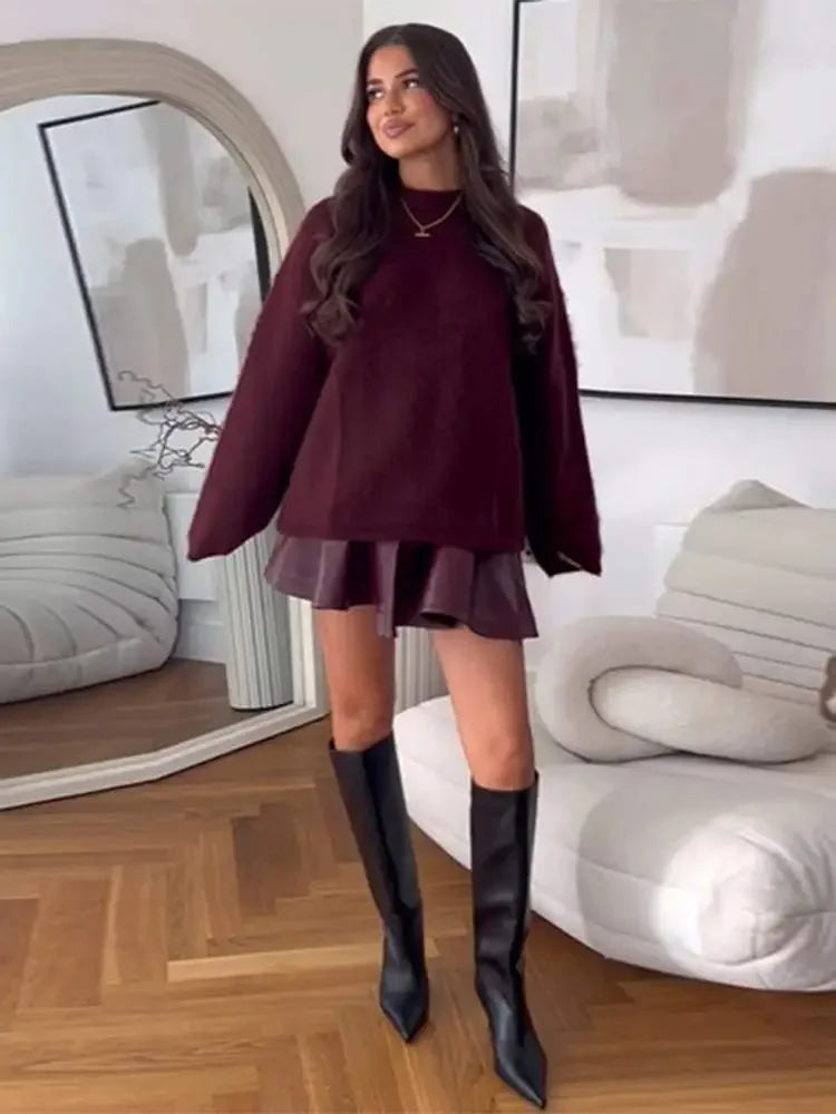 Elena Rouge™ - Pull Tricoté Vintage Col Rond