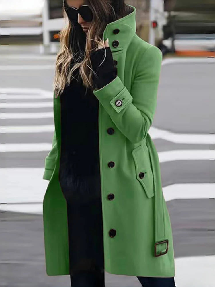 Manteau Long en Laine Mélangée