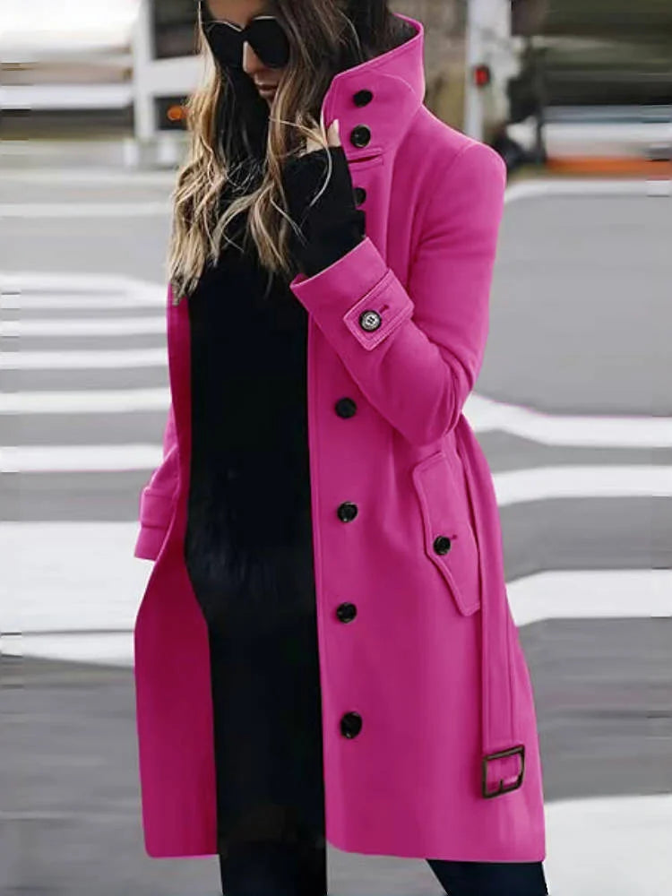 Manteau Long en Laine Mélangée