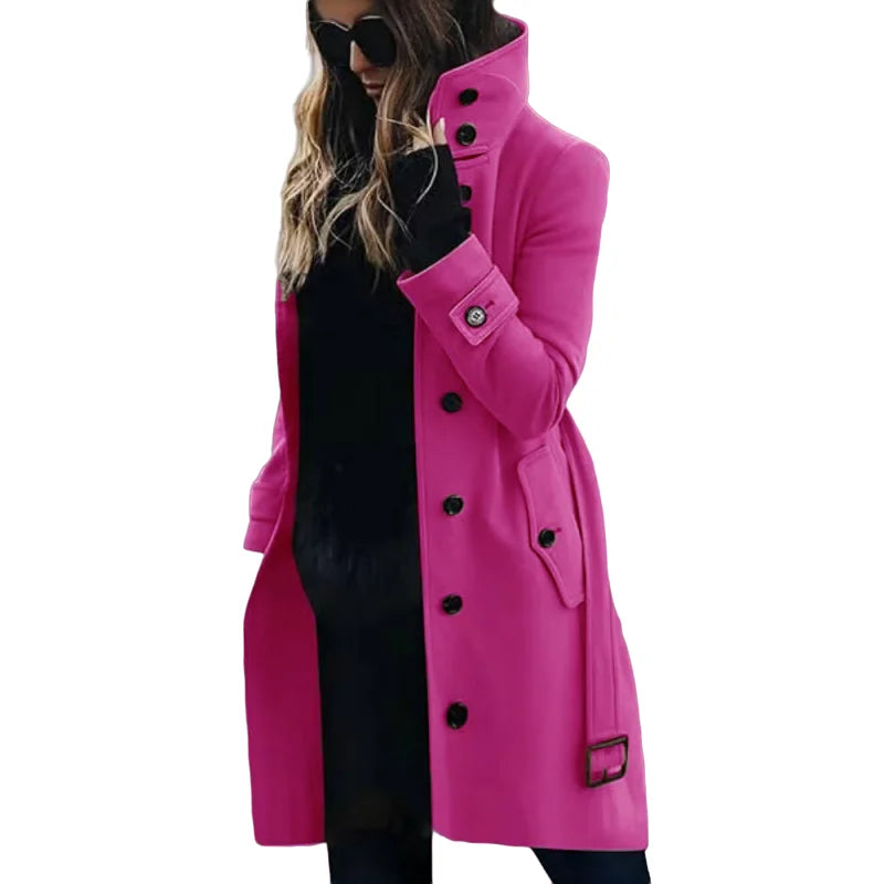 Manteau Long en Laine Mélangée