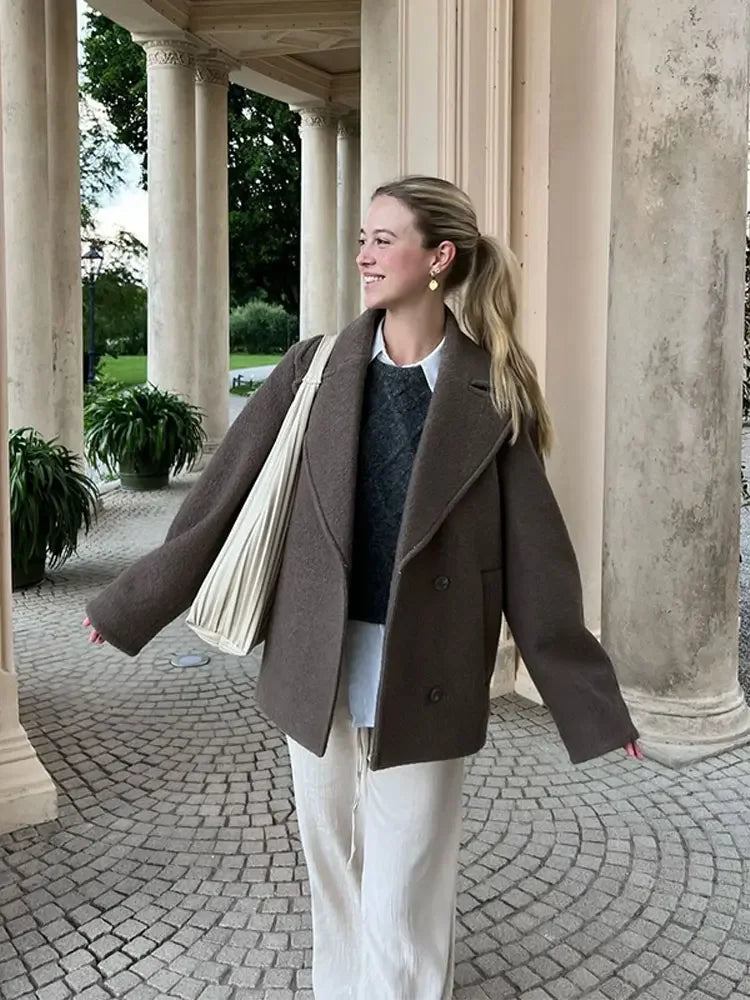Éloïse™ - Manteau Long en Laine Chic à Col Revers