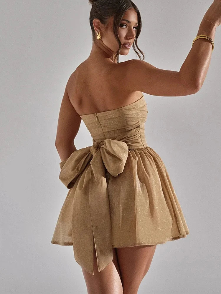 Clara Noire™ - Robe Bustier Courte à Paillettes