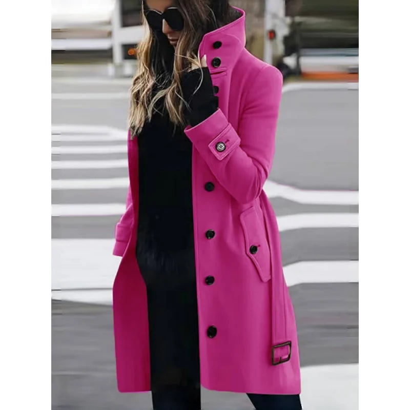 Manteau Long en Laine Mélangée