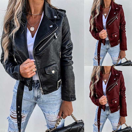 Lena Chic™ - Veste Cuir PU Zippée